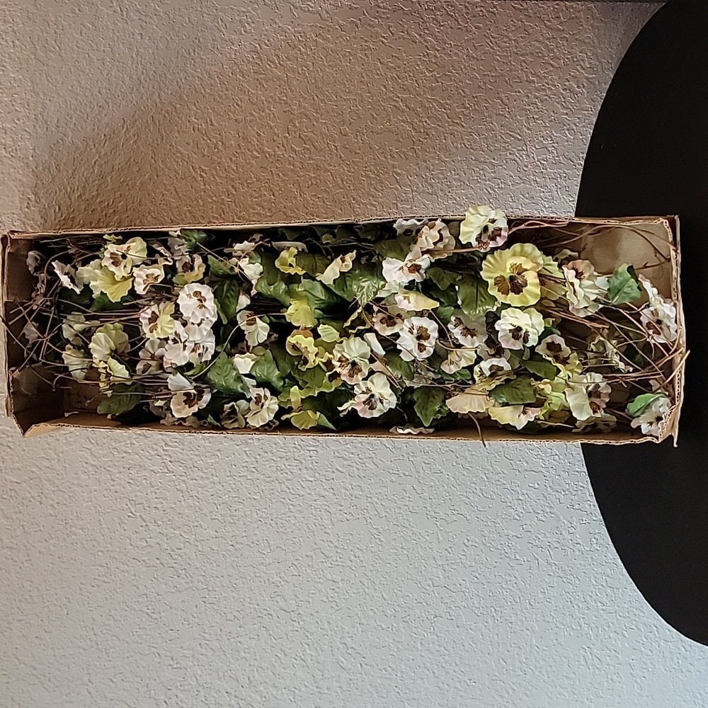 Elegant White and Green Faux Pansy Spray Floral Accents